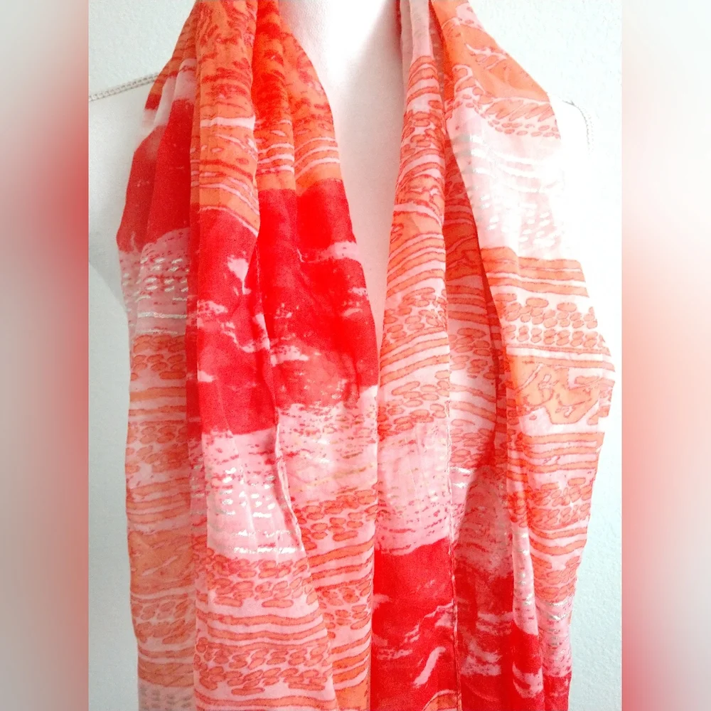 Maurice's Infinity Scarf Orange with Silver Metallic Sparkle